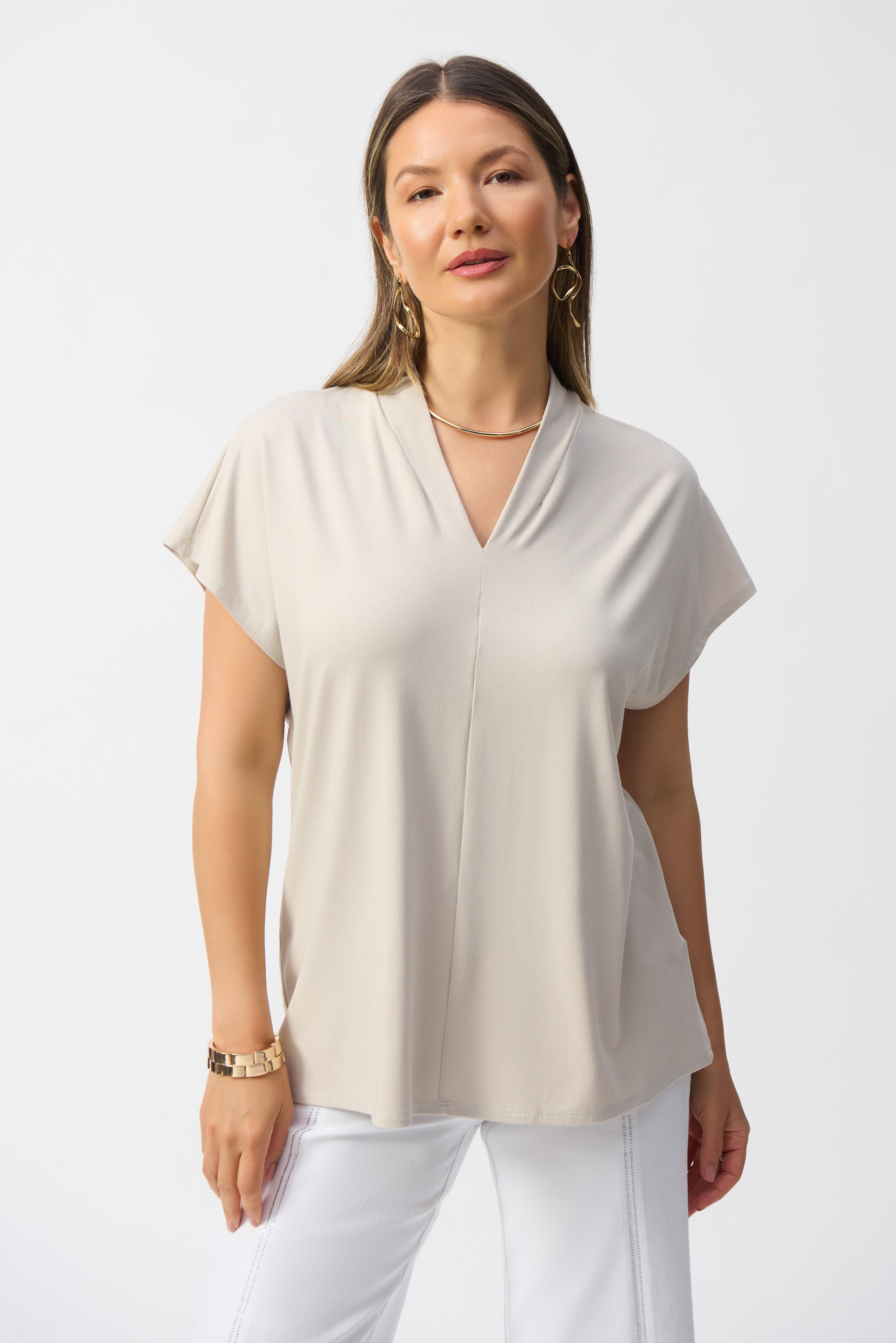 トップス STONE  Short Sleeve V Neck Top Style 251286 – Tango Boutique