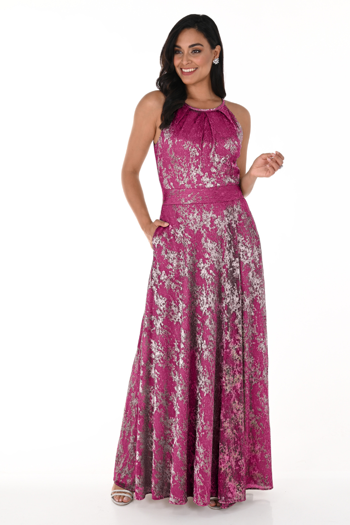 slim fit dress slacks Fuchsia & Nude Art Deco Sequin Maxi Dress main image 1