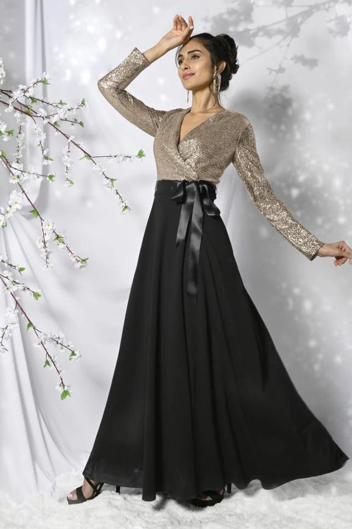 Frank Lyman Gold Sequin Gown Style 229316