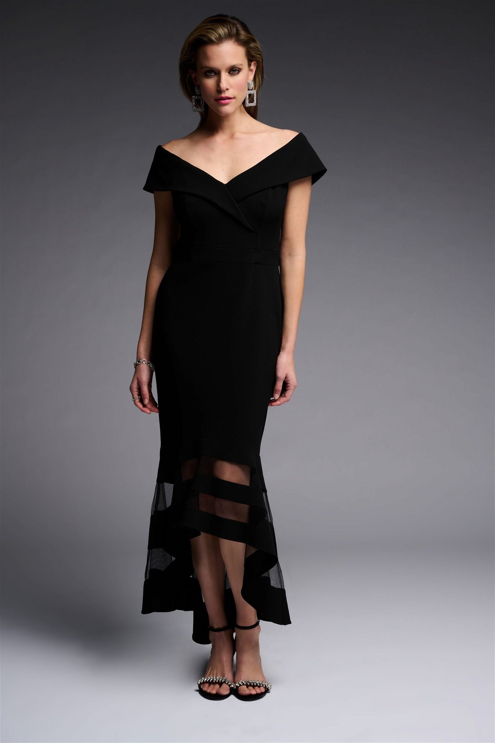 Black sheer panel dress store