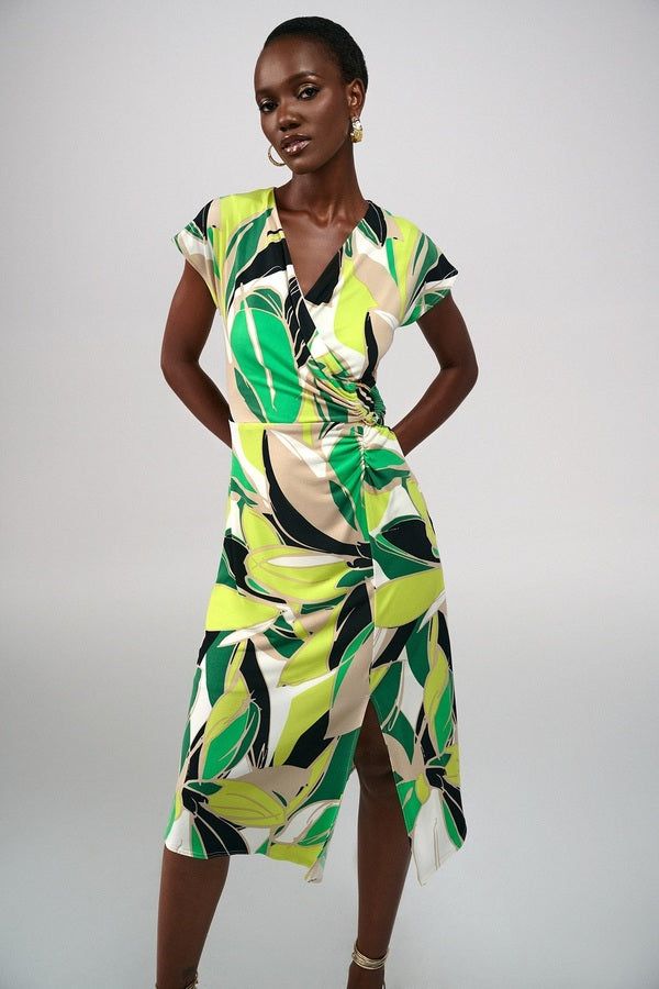 Joseph Ribkoff Green Multi Plant Print Dress Style 241201 Tango Boutique