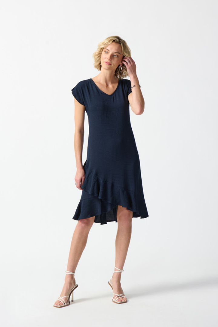 Blue ruffle hem dress discount