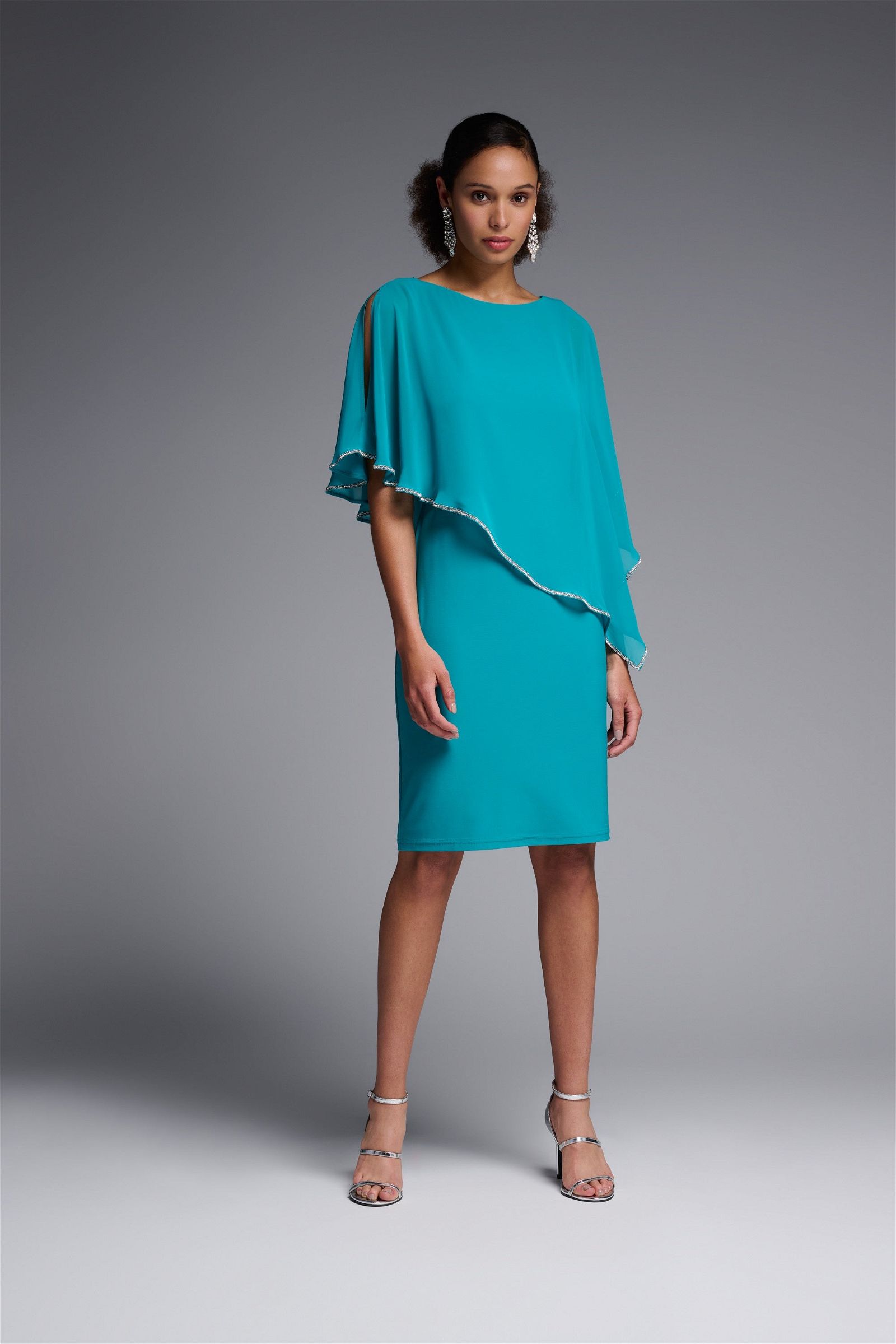 Joseph Ribkoff Ocean Blue Sheer Overlay Dress Style 223762
