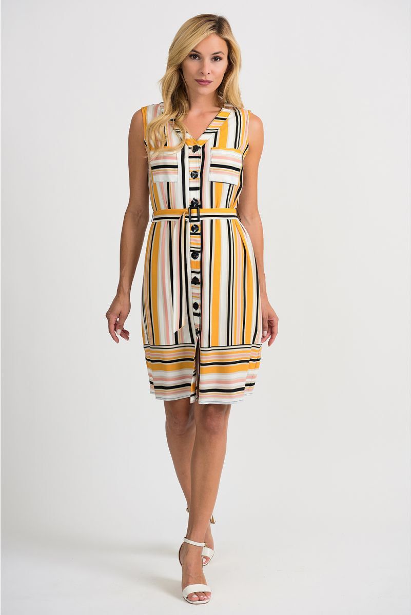 Joseph Ribkoff Yellow White Black Stripe Dress Style 201494 Tango Boutique