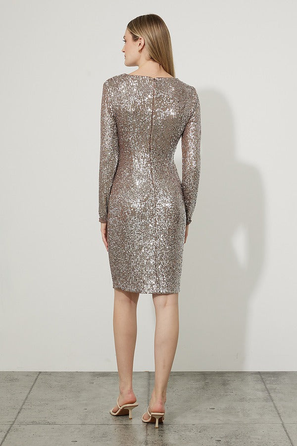 joseph ribkoff silver dress Joseph Ribkoff Metallic Midi Dress