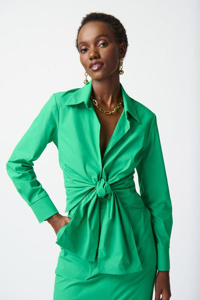 Joseph Ribkoff Island Green Front Tie Blouse & Skirt Style 241065/241064 - Tango Boutique