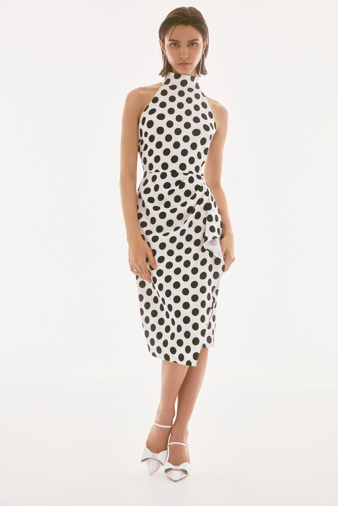 Lux Twill Dot Print Halter Dress Style 251759 – Tango Boutique
