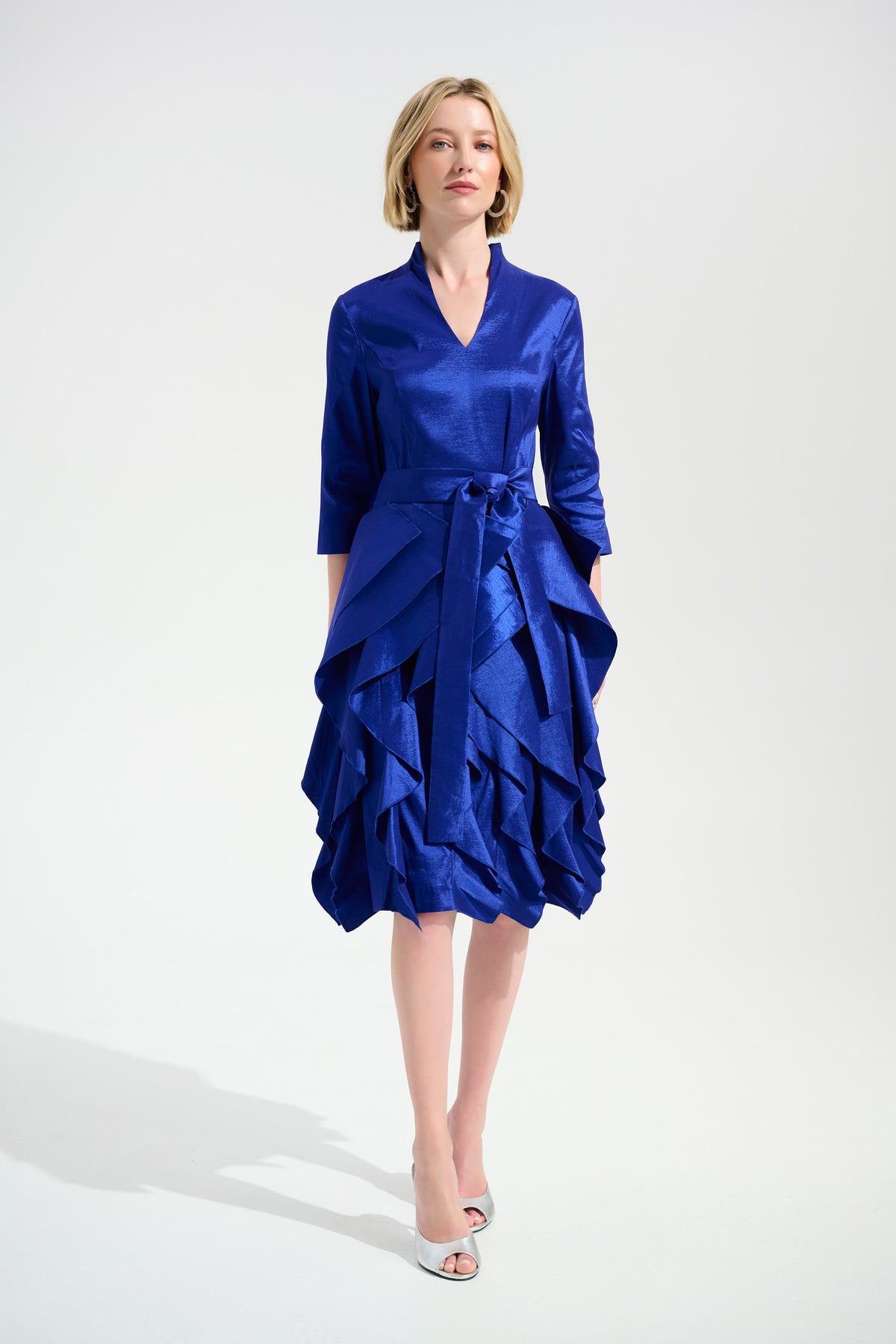 taffeta fit and flare dress LESLIE FIT AND FLARE CROSSOVER MESH TAFFETA MIDI DRESS | CULT MIA