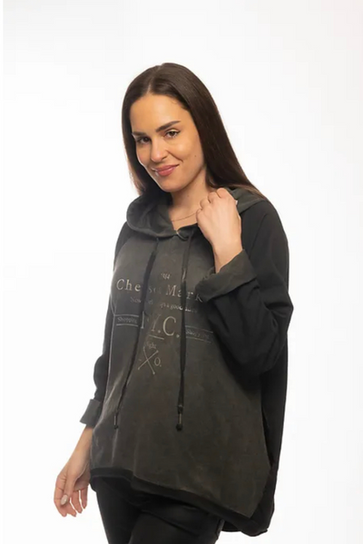 Black NYC Hooded Top Style 80886 - Tango Boutique