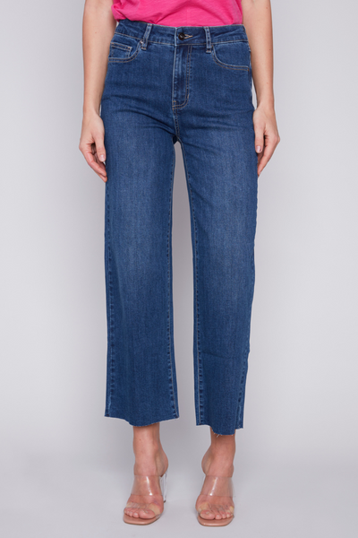 Charlie B Indigo Wide Leg Raw Edge Pant Style C5497 - Tango Boutique
