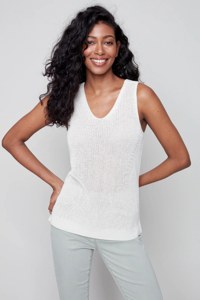 Charlie B Natural Knit V Neck Cami Style C2509 - Tango Boutique