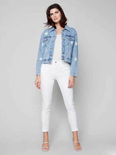 Charlie B Painted Daisy Denim Jacket Style C6235 - Tango Boutique