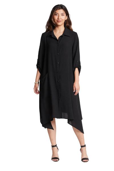 Compli K Black Long Button Down Duster Style 32523 - Tango Boutique