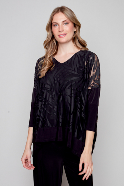 Compli K Black Mesh Burnout Top Style 33574 - Tango Boutique