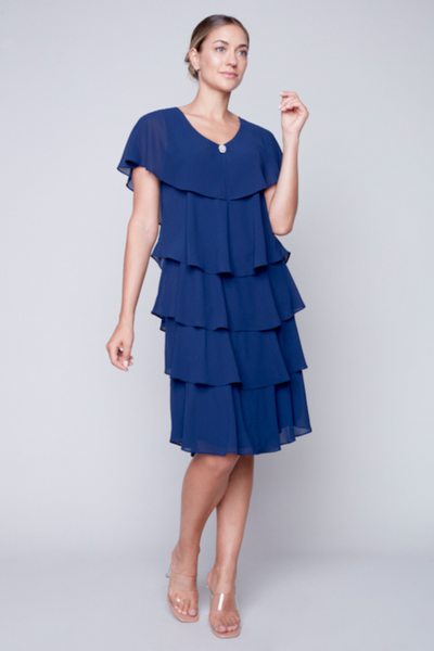 Compli K Layered Dress with Frill Sleeve Style 50006 - Tango Boutique