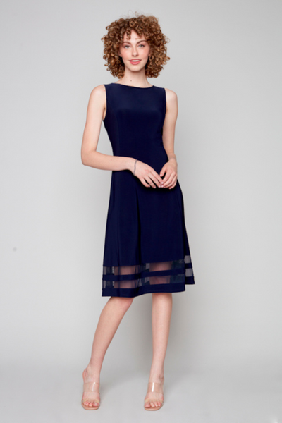 Compli K Navy Sheer Hem Tulip Dress Style 33512 - Tango Boutique