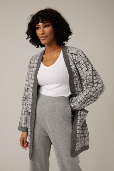Emproved Grey Abstract Plaid Cardigan Style A2245 - Tango Boutique
