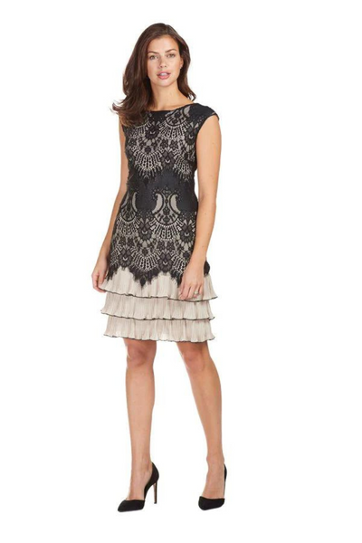 Frank Lyman Black & Nude Lace Dress Style 189328 - Tango Boutique