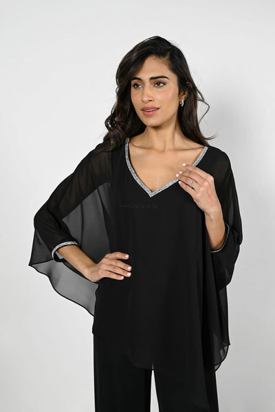 Frank Lyman Black Sheer Overlay Top Style 229120 - Tango Boutique
