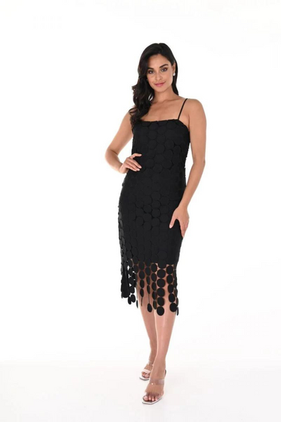 Frank Lyman Black Sleeveless Multi Circle Cutout Dress Style 248210U - Tango Boutique