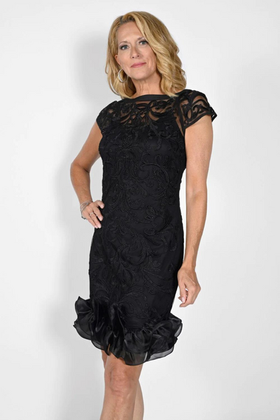 Frank Lyman Black Soutache Cocktail Dress Style 232705U - Tango Boutique