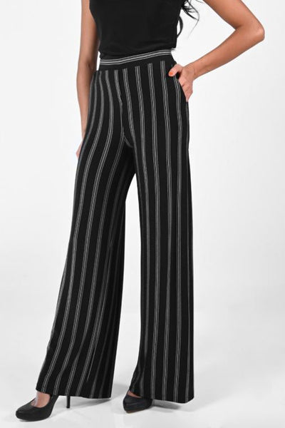 Frank Lyman Black White Stripe Pant Style 223595 - Tango Boutique