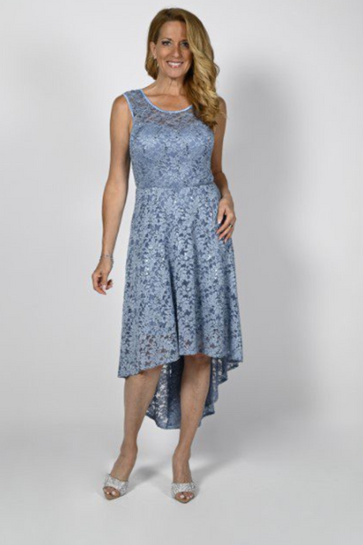 Frank Lyman Blue Lace Dress Style 238224 - Tango Boutique