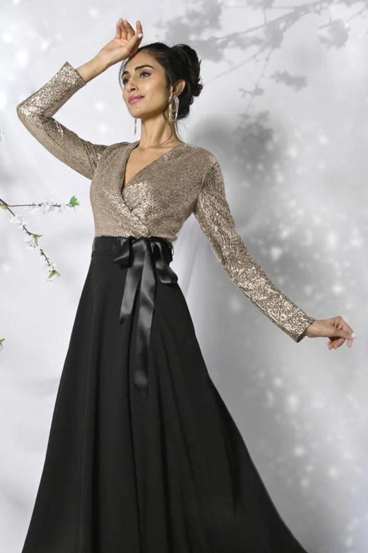 Gold Sequin Gown Style 229316 – Tango Boutique