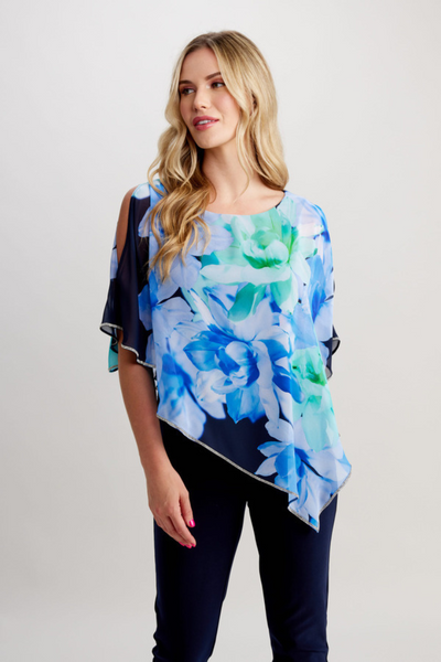 Frank Lyman Midnight Floral Overlay Top Style 248324 - Tango Boutique