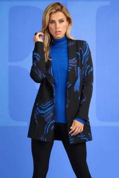 Frank Lyman Royal Black Knit Blazer Style 234216 - Tango Boutique