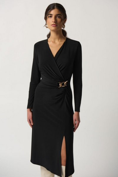 Joseph Ribkoff Black Classic Wrap Dress Style 233164 - Tango Boutique