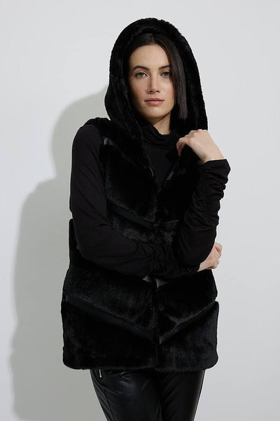 Joseph Ribkoff Black Faux Fur Vest Style 223910 - Tango Boutique