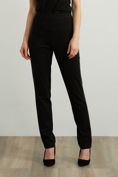 Joseph Ribkoff Black Faux Leather Strip Pant Style 213652 - Tango Boutique