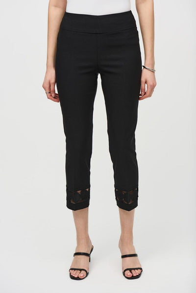 Joseph Ribkoff Black Lace Cuff Cut Out Crop Pant Style 242131 - Tango Boutique