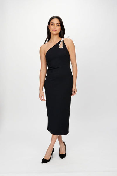 Joseph Ribkoff Black One Shoulder Embellished Dress Style 242708 - Tango Boutique