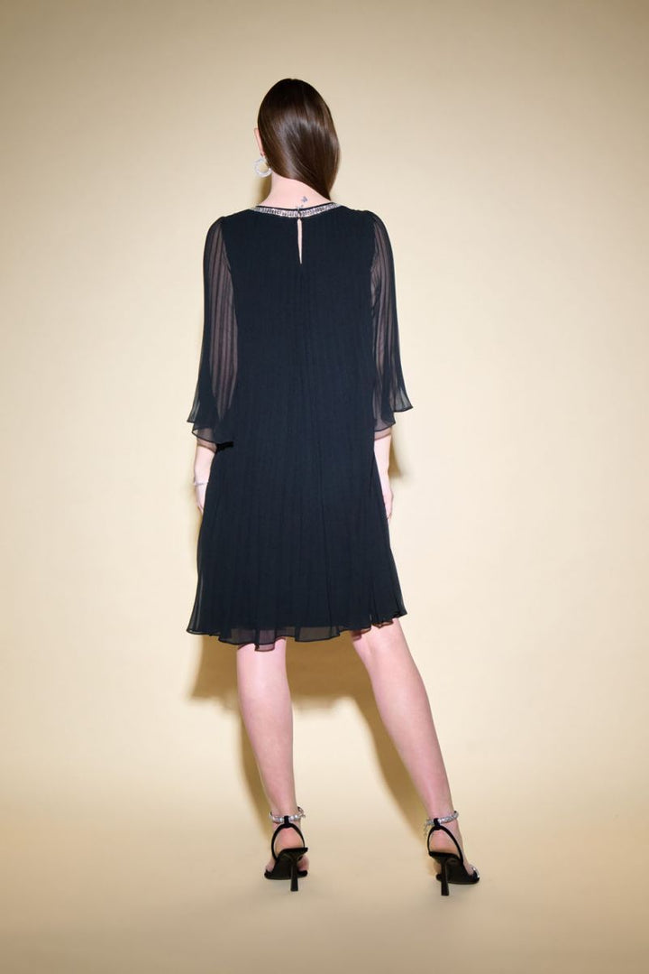 Joseph Ribkoff Black Pleated Chiffon Dress Style 234700 – Tango Boutique