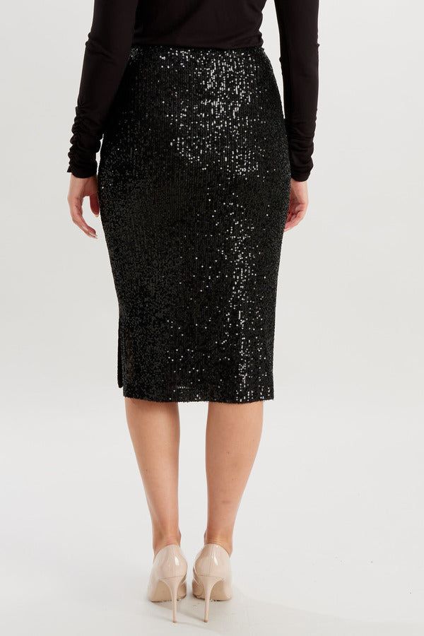 Black sequin pencil skirt discount