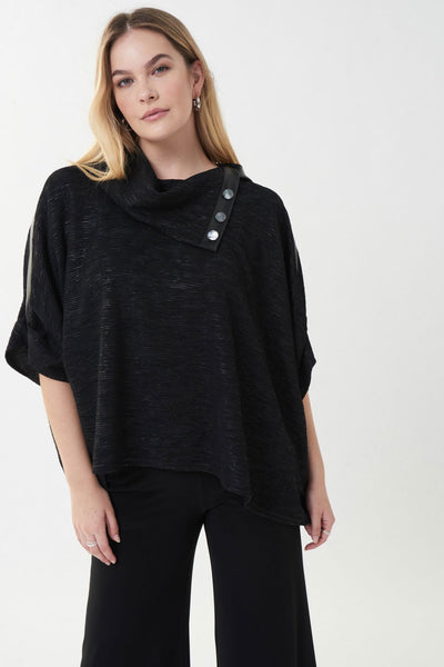 Joseph Ribkoff Black Shimmer Cowl Neck Top Style 223136 - Tango Boutique