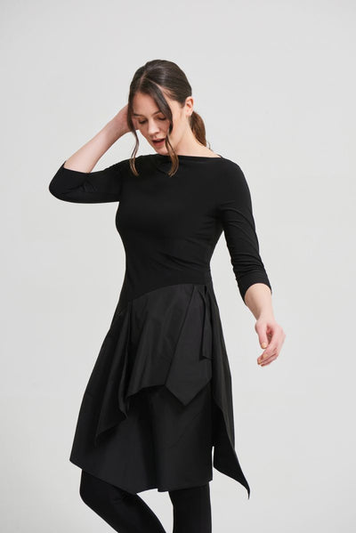 Joseph Ribkoff Black Tiered Asymmetric Dress Style 213251 - Tango Boutique