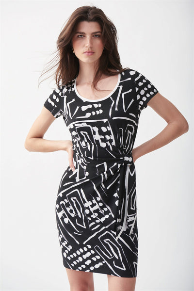 Joseph Ribkoff Black White Abstract Print Dress Style 221227 - Tango Boutique