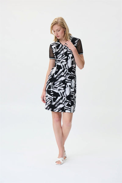 Joseph Ribkoff Black White Print Short Sleeve Dress Style 231150 - Tango Boutique