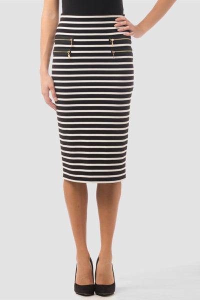 Joseph Ribkoff Black & White Stripe Skirt Style 161913 - Tango Boutique