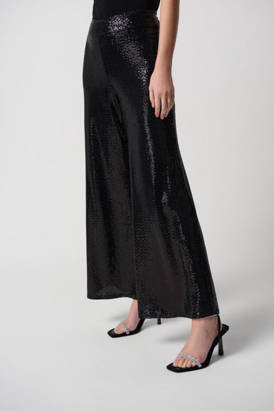 Joseph Ribkoff Black Wide Leg Sequin Pant Style 234239 - Tango Boutique