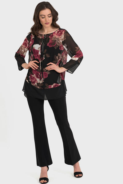 Joseph Ribkoff Blackberry Multi Sheer Blouse Style 194680 - Tango Boutique