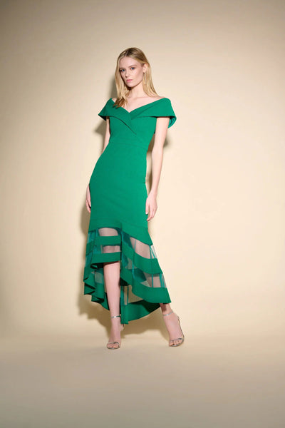 Joseph Ribkoff Emerald Sheer Panel Gown Style 223743 - Tango Boutique