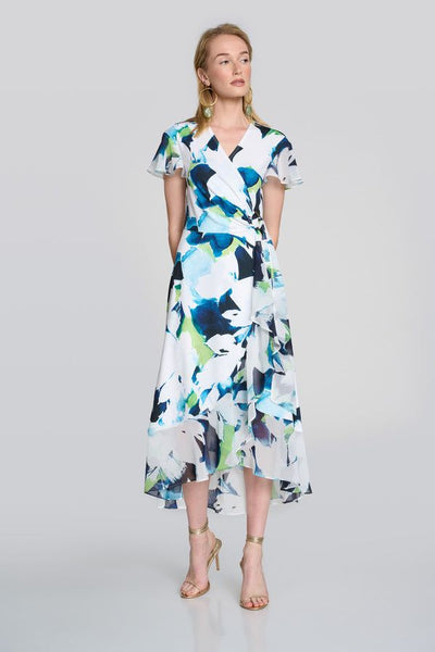 Joseph Ribkoff Floral Print Wrap Tulip Hem Dress Style 242703 - Tango Boutique