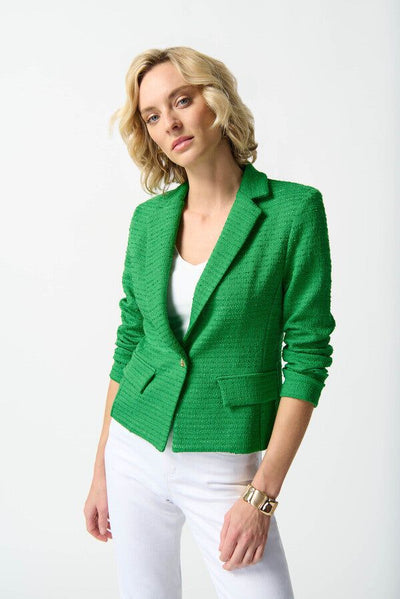 Joseph Ribkoff Island Green Cropped Tweed Blazer Style 242196 - Tango Boutique