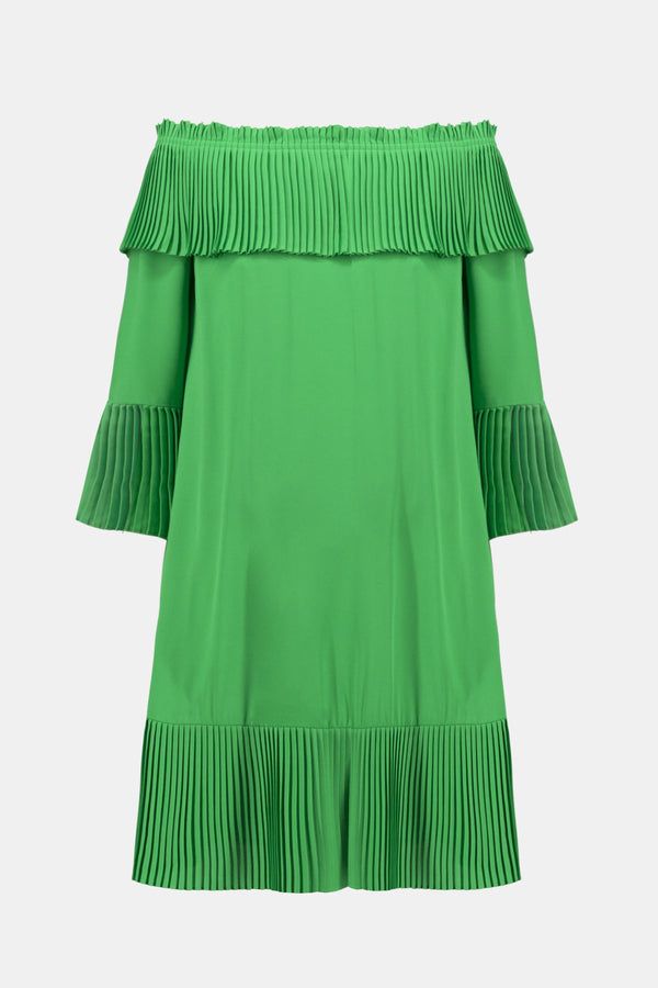 Island Green Off the Shoulder Pleated Dress Style 241907