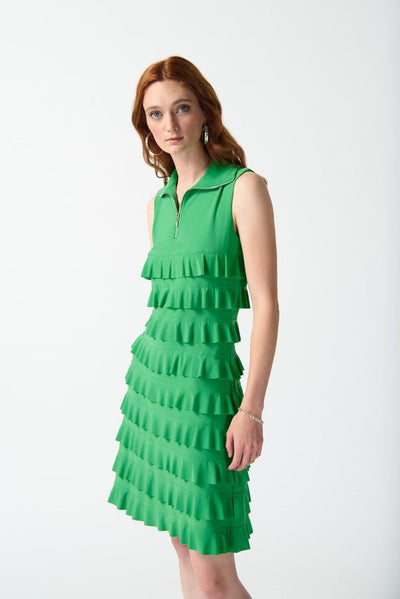 Joseph Ribkoff Island Green Sleeveless Tiered Ruffle Dress Style 242116 - Tango Boutique