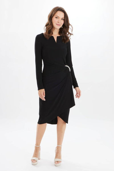 Joseph Ribkoff Midnight Blue Jersey Wrap Front Dress Style 233131 - Tango Boutique